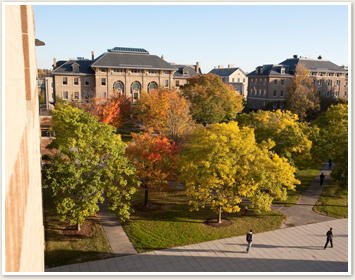 Fall view of Caldwell Hall from across the Ag Quad